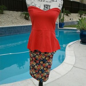 $13 SALE today! H&M strapless pinup peplum top
